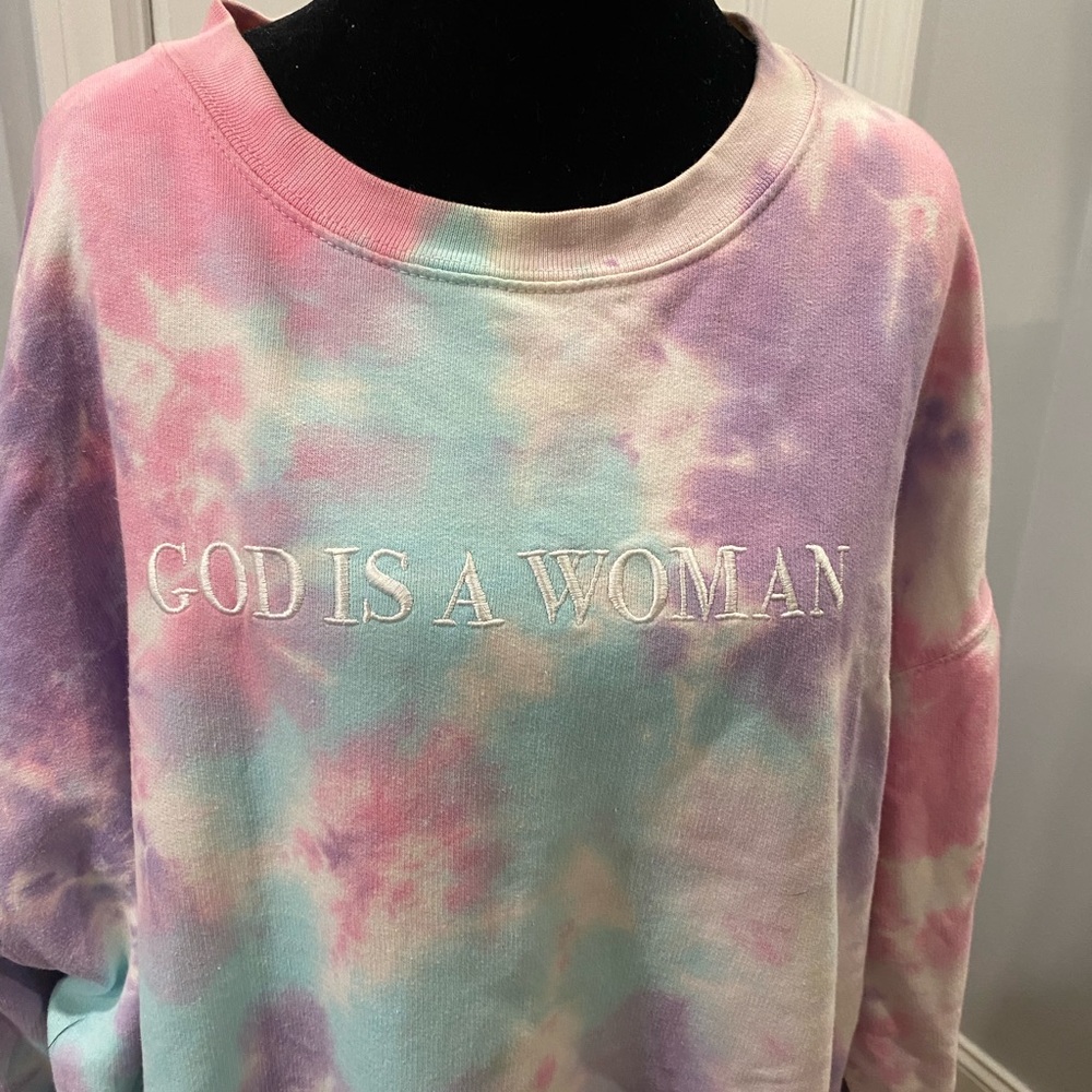 Tie-Dye Sweatshirt with Embroidered Text